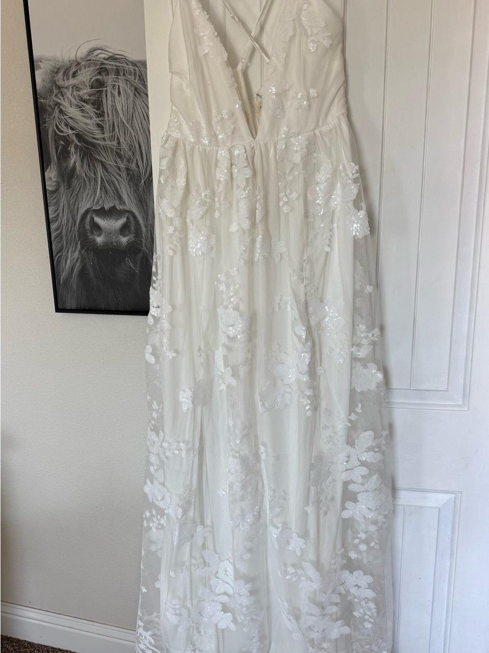 White sequin floral maxi dress from SFC (Southern Fried Chics) NWT